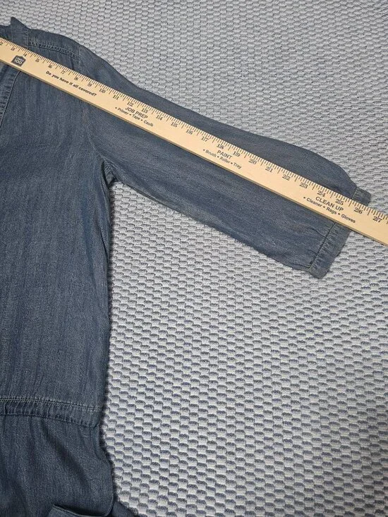 GLAM American Made Tencel Soft Denim Drawstring Waist Dress 3/4 Sleeves Size M - Picture 8 of 8